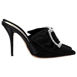 Alexandre Vauthier Lola Embellished Mules in Black Satin  Black