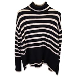 Totême-Totême Striped Turtleneck Blend Sweater in Black Wool-Other