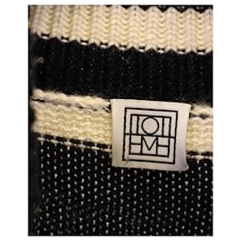 Totême-Totême gestreifter Rollkragenpullover aus Mischgewebe aus schwarzer Wolle-Andere