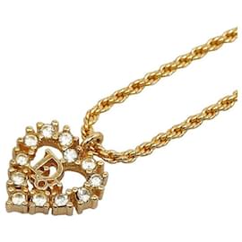 Dior-Rhinestone Heart Pendant Necklace-Other