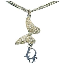 Dior-Rhinestone Butterfly Pendant Necklace-Other