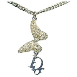 Dior-Dior Rhinestone Butterfly Pendant Necklace Metal Necklace in Good condition-Other