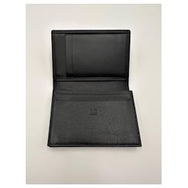 Alfred Dunhill-Porta-cartões/porta-cartões de visita Dunhill em couro preto liso-Preto