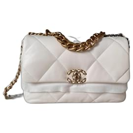 Chanel-Bolsa Chanel 19 grande branca-Branco