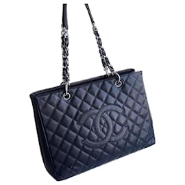 Chanel-Grand sac de magasinage GST Navy-Bleu,Bleu Marine,Bleu foncé