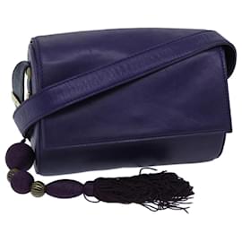 Gianni Versace-Gianni Versace Shoulder Bag Leather Purple Auth bs12840-Purple