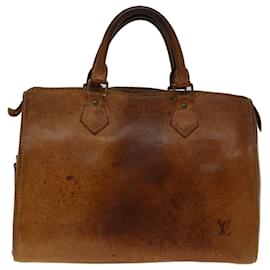 Louis Vuitton-LOUIS VUITTON Nomad Leather Speedy 30 Hand Bag Beige M85392 LV Auth 69301-Beige