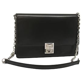 Givenchy-GIVENCHY Chain Shoulder Bag Leather Black Auth am5976-Black