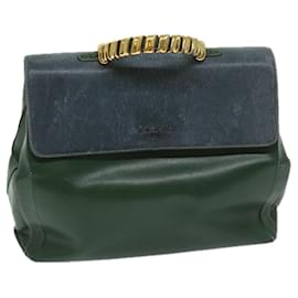 Loewe-LOEWE Hand Bag Leather Green Auth 69435-Green