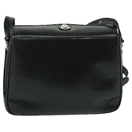 Gucci-GUCCI Shoulder Bag Leather Black Auth ti1581-Black