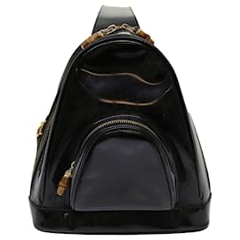 Gucci-GUCCI Bamboo Body Bag Patent leather Black 003 3444 0127 auth 69421-Black