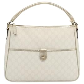 Gucci-GUCCI GG Supreme Hand Bag PVC Leather White 189898 auth 68808-White