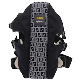 Fendi-FENDI Baby Carrier Zucchino Canvas Shoulder Bag Black Auth 69064-Black