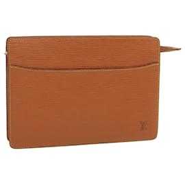 Louis Vuitton-LOUIS VUITTON Epi Pochette Homme Clutch Bag Brown Zipang gold M52528 Auth th4704-Brown,Other