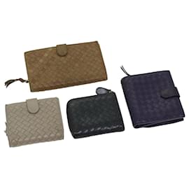 Autre Marque-BOTTEGA VENETA INTRECCIATO Wallet Leather 4Set Black Purple brown Auth fm3298-Black,Other,Purple