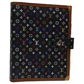 Louis Vuitton-LOUIS VUITTON Multicolor Agenda GM Day Planner Cover Black R20893 auth 68985-Black