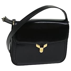 Gucci-GUCCI Shoulder Bag Leather Black Auth ti1580-Black