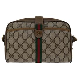 Gucci-GUCCI GG Supreme Web Sherry Line Shoulder Bag PVC Beige 89 02 055 Auth yk11327-Beige