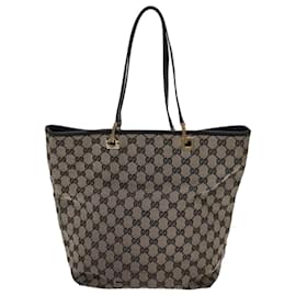 Gucci-Borsa tote in tela GUCCI GG Beige Nero 001 1098 auth 69051-Nero,Beige