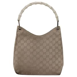 Gucci-Borsa a tracolla GUCCI in tela di bambù GG Grigia 001 2058 3007 auth 69361-Marrone