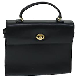 Autre Marque-Burberrys Hand Bag Leather 2way Black Auth ep3822-Black