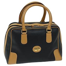 Gucci-Bolsa de mão GUCCI couro preto bege Auth ep3755-Preto,Bege