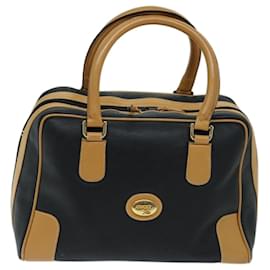 Gucci-Bolsa de mão GUCCI couro preto bege Auth ep3755-Preto,Bege