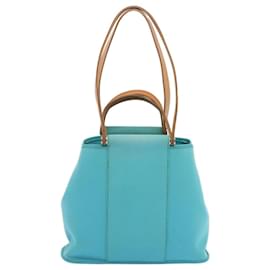 Hermès-HERMES Kabak Elan PM Hand Bag Canvas 2way Light Blue Auth 69117-Light blue