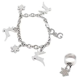 Dolce & Gabbana-Conjunto de pulsera y anillo de plata.-Plata