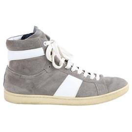 Saint Laurent-suede sneakers-Khaki