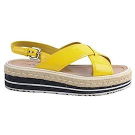 Prada-Patent leather sandals-Yellow