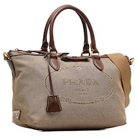 Prada-Canapa Logo Handbag-Bronze