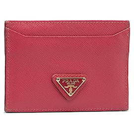 Prada-Saffiano Leather Card Case-Pink