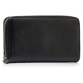 Prada-Saffiano Leather Zip Around Wallet-Black