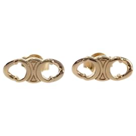 Céline-Triomphe Gourmet Stud Earrings-Golden