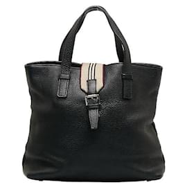 Burberry-Leather Tote Bag-Black