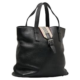 Burberry-Leather Tote Bag-Black