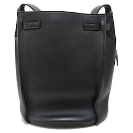 Céline-Leather Bucket Bag-Black
