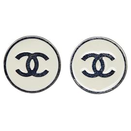 Chanel-Clipe CC Em Brincos-Prata