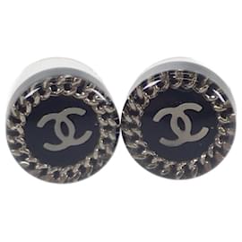 Chanel-CC Round Chain Stud Earrings-Black