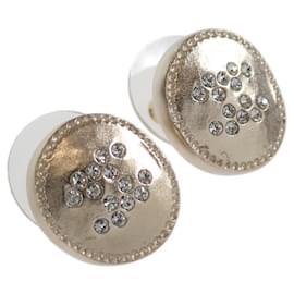 Chanel-CC Round Studded Earrings-Golden