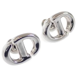 Dior-CD Navy Stud Earrings-Silvery