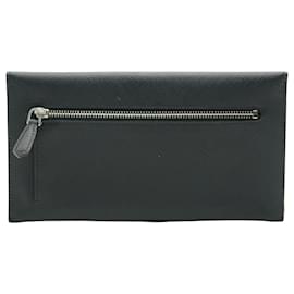 Prada-Prada Black Saffiano Envelope Slim Wallet-Black
