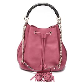 Gucci-Miss Bamboo Bucket-Tasche mit Kordelzug-Pink
