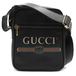 Gucci-Leather Logo Zip Crossbody Bag-Black