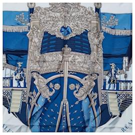 Hermès-Lenço de seda Carré Vue du Carosse de la Galère La Réale-Azul