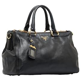 Prada-Vitello Lux lined Zip Handbag-Black