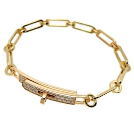 Hermès-18Bracelet chaîne Kelly en or et diamants-Doré