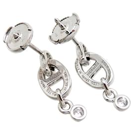 Hermès-18k Gold Diamond Chaine D'Ancre Drop Earrings-Silvery