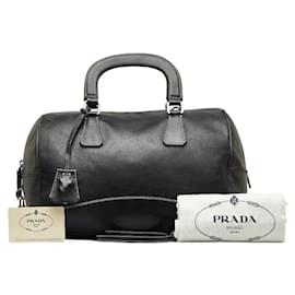 Prada-Leather Mini Boston Bag-Black